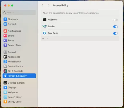 Enable Accessibility permission on MacOS